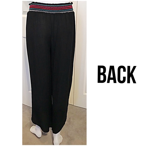 Blue Island Shirred Waist Wrap Chiffon Beach Pants - Picture 11 of 12